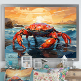 Crab Coastal Guardian Geometric - Coral Crab Wall Art