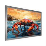 Crab Coastal Guardian Geometric - Coral Crab Wall Art