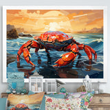 Crab Coastal Guardian Geometric - Coral Crab Wall Art