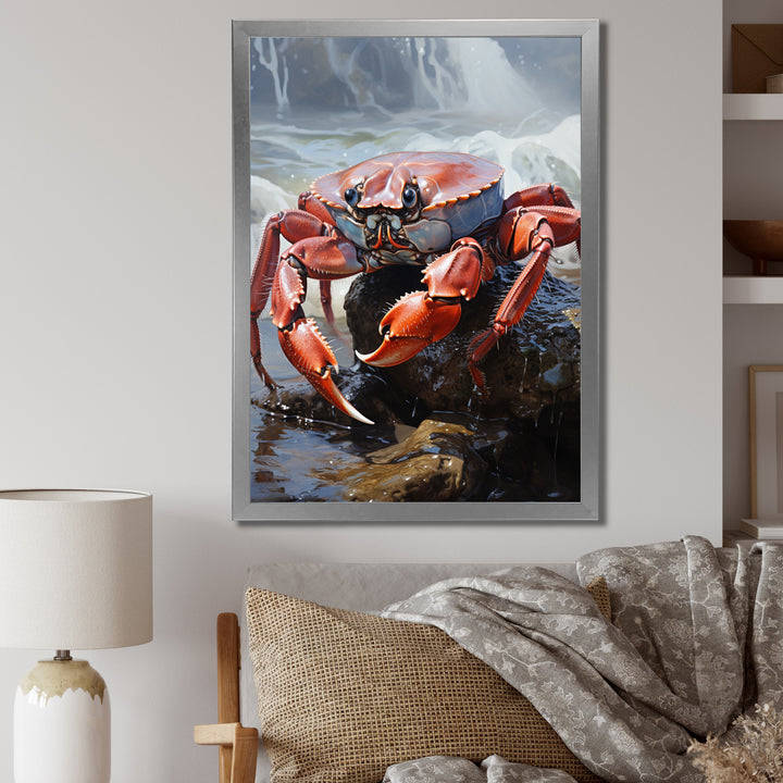 Crab Coastal Sentry - Crab Living Room Wall Art