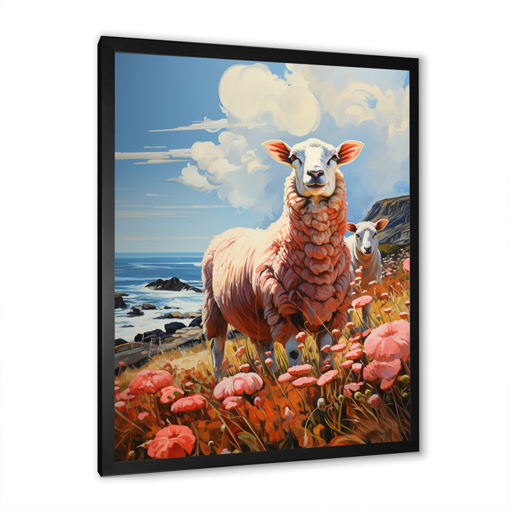 Coastal Pink Lamb - Sheep Bedroom Wall Art