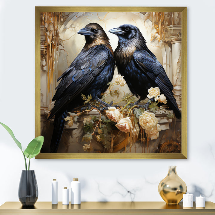 Crow Golden Elegance - Crow Wall Decor