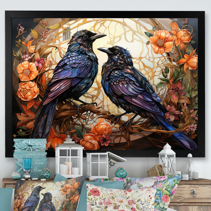 Crow Enchanted Monarchs - Crow Canvas Wall Art
