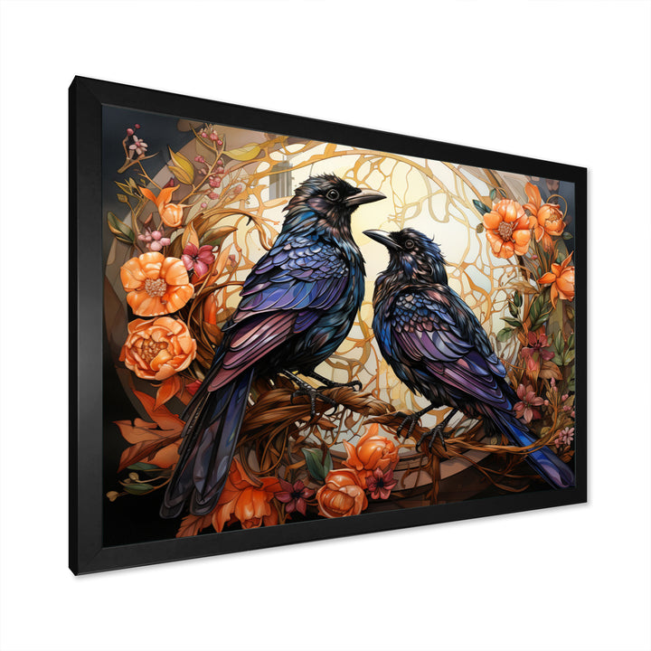 Crow Enchanted Monarchs - Crow Canvas Wall Art