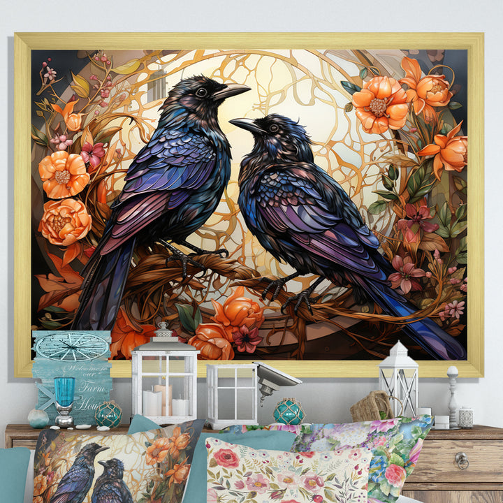 Crow Enchanted Monarchs - Crow Canvas Wall Art