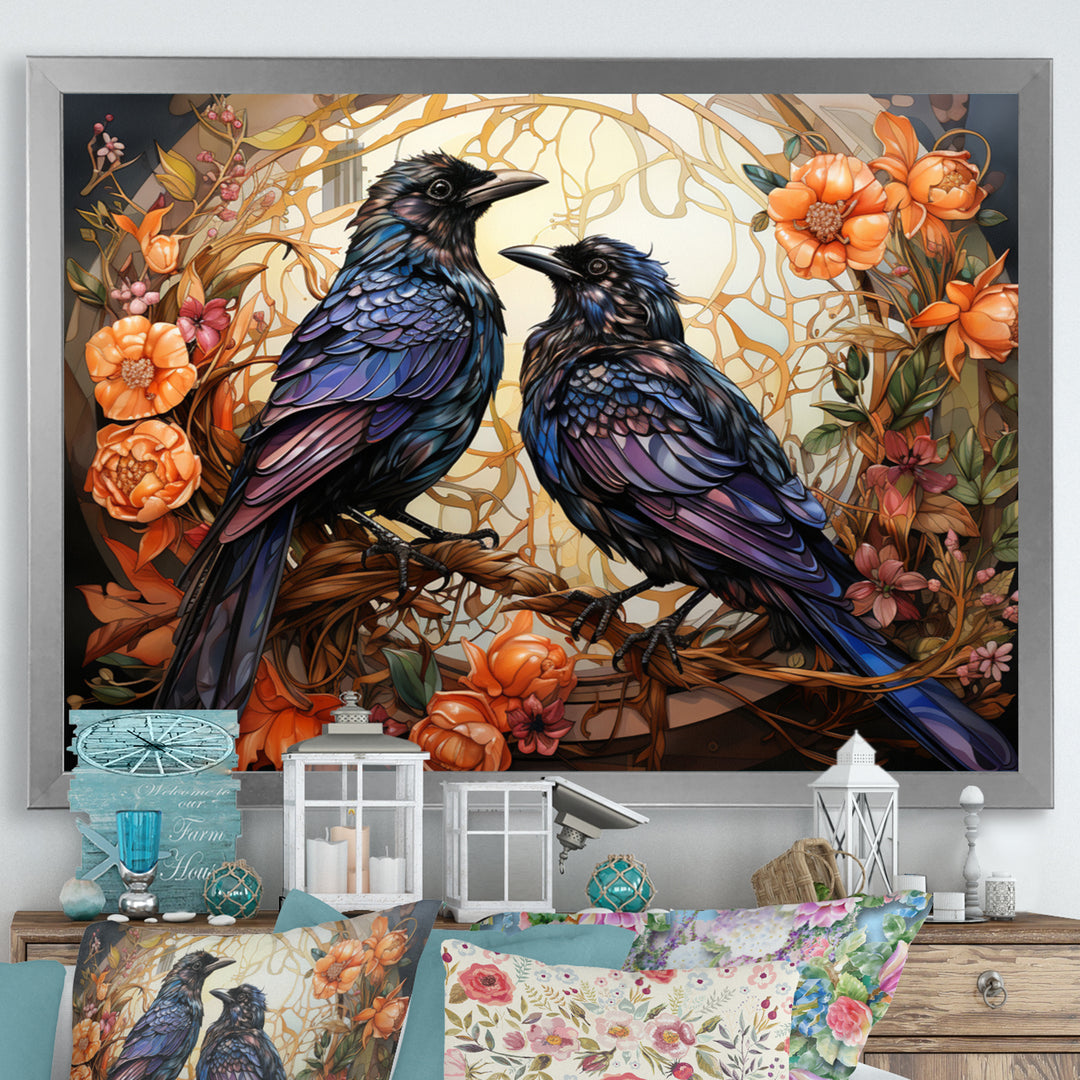 Crow Enchanted Monarchs - Crow Canvas Wall Art
