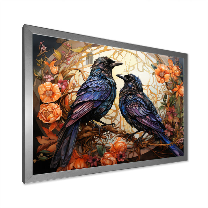Crow Enchanted Monarchs - Crow Canvas Wall Art