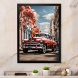 Coral Classic Cuban Car - Classic Cars Canvas Wall Art