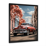 Coral Classic Cuban Car - Classic Cars Canvas Wall Art
