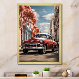 Coral Classic Cuban Car - Classic Cars Canvas Wall Art