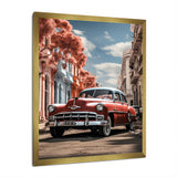 Coral Classic Cuban Car - Classic Cars Canvas Wall Art