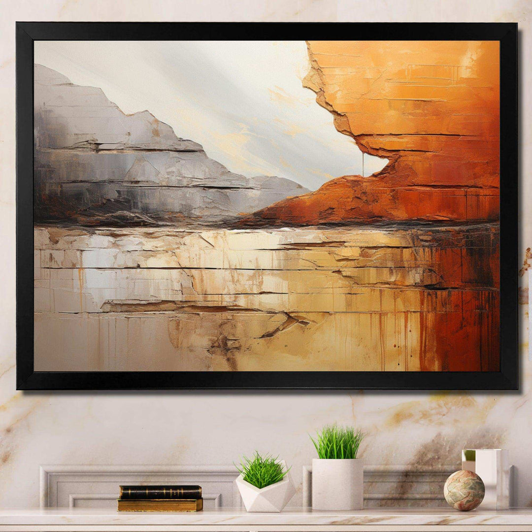 Grey Orange Grey And Orange Geological Wonders - Abstract Canvas Wall Art