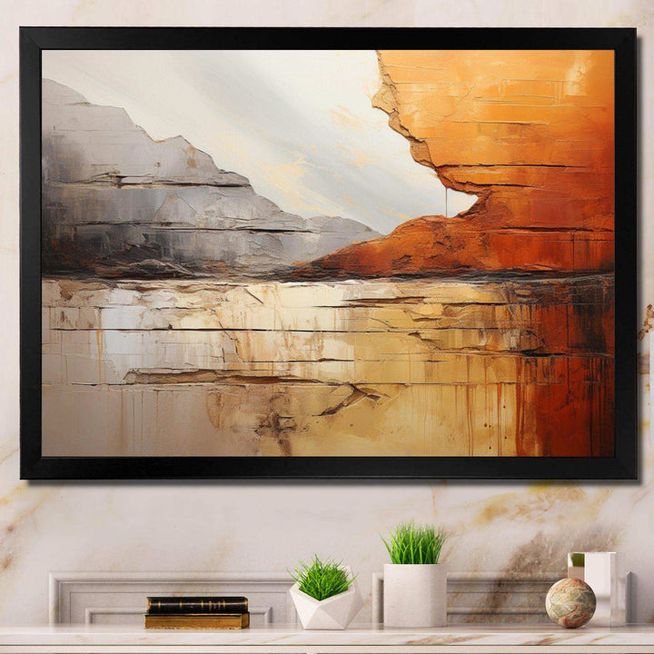 Grey Orange Grey And Orange Geological Wonders - Abstract Canvas Wall Art