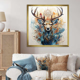 Deer Abstracted Antlers - Animals Canvas Wall Art