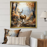 Deer Autumn Serenade - Brown Deer Wall Art