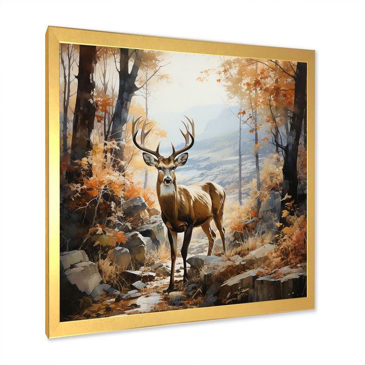 Deer Autumn Serenade - Brown Deer Wall Art