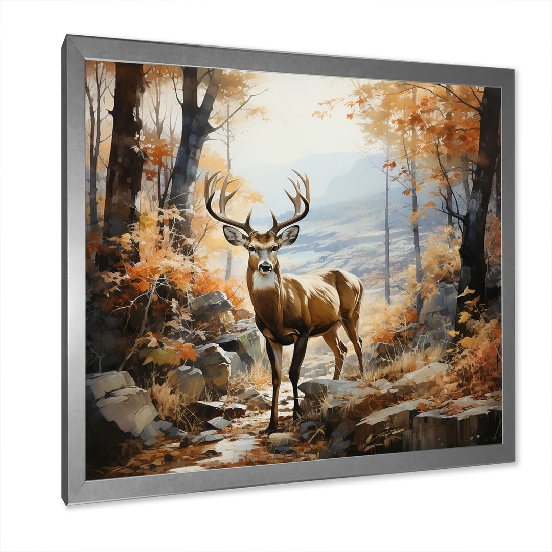 Deer Autumn Serenade - Brown Deer Wall Art