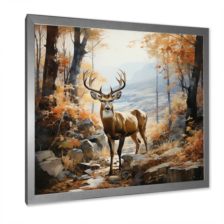 Deer Autumn Serenade - Brown Deer Wall Art