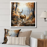 Deer Autumn Serenade - Brown Deer Wall Art