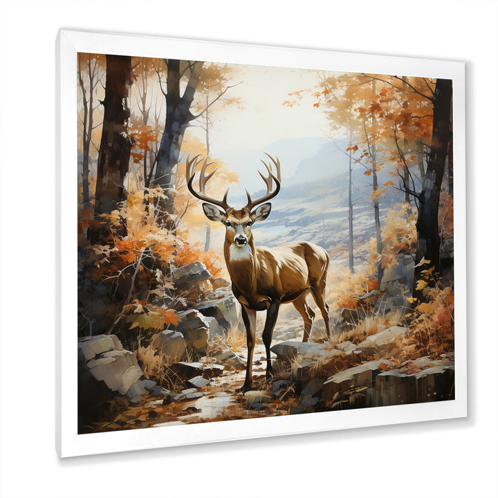Deer Autumn Serenade - Brown Deer Wall Art