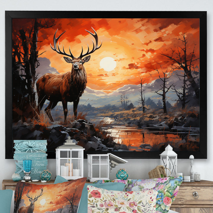 Deer Bold Silhouette - Brown Deer Wall Art