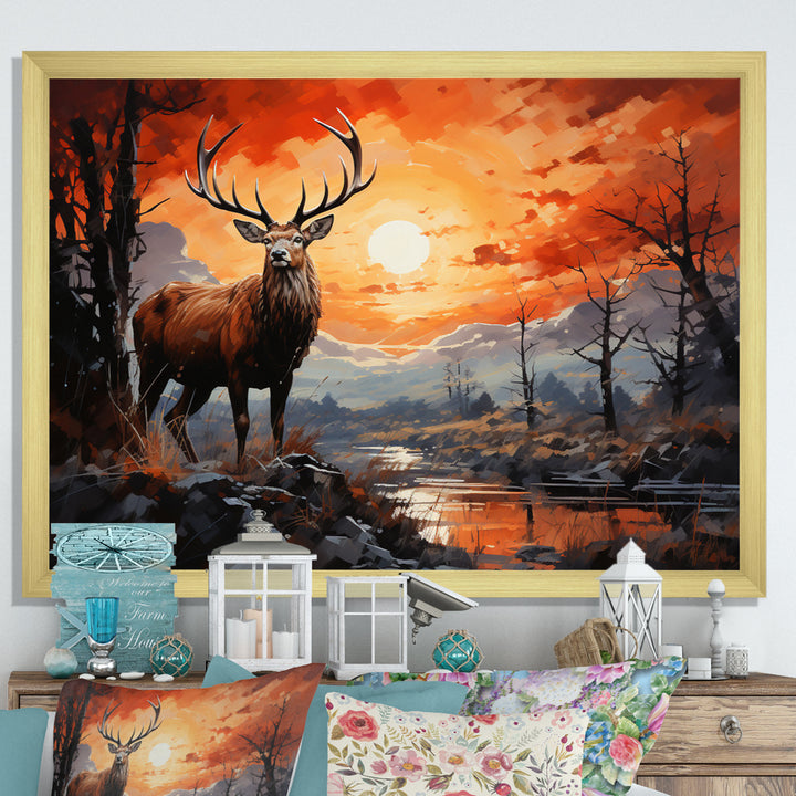 Deer Bold Silhouette - Brown Deer Wall Art