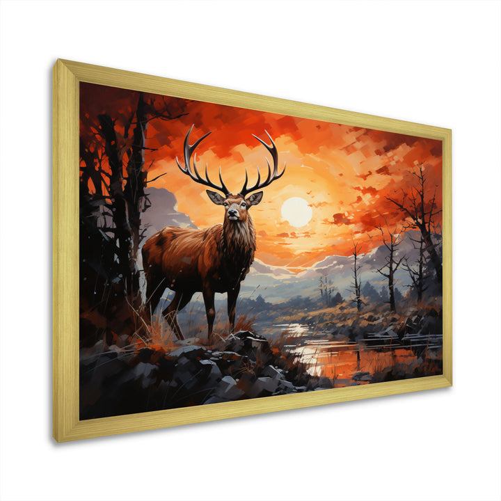 Deer Bold Silhouette - Brown Deer Wall Art