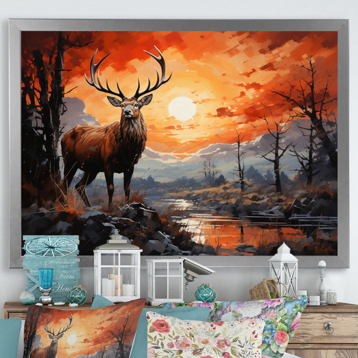 Deer Bold Silhouette - Brown Deer Wall Art