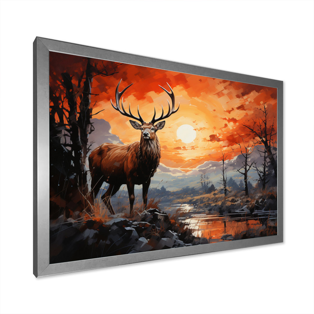 Deer Bold Silhouette - Brown Deer Wall Art