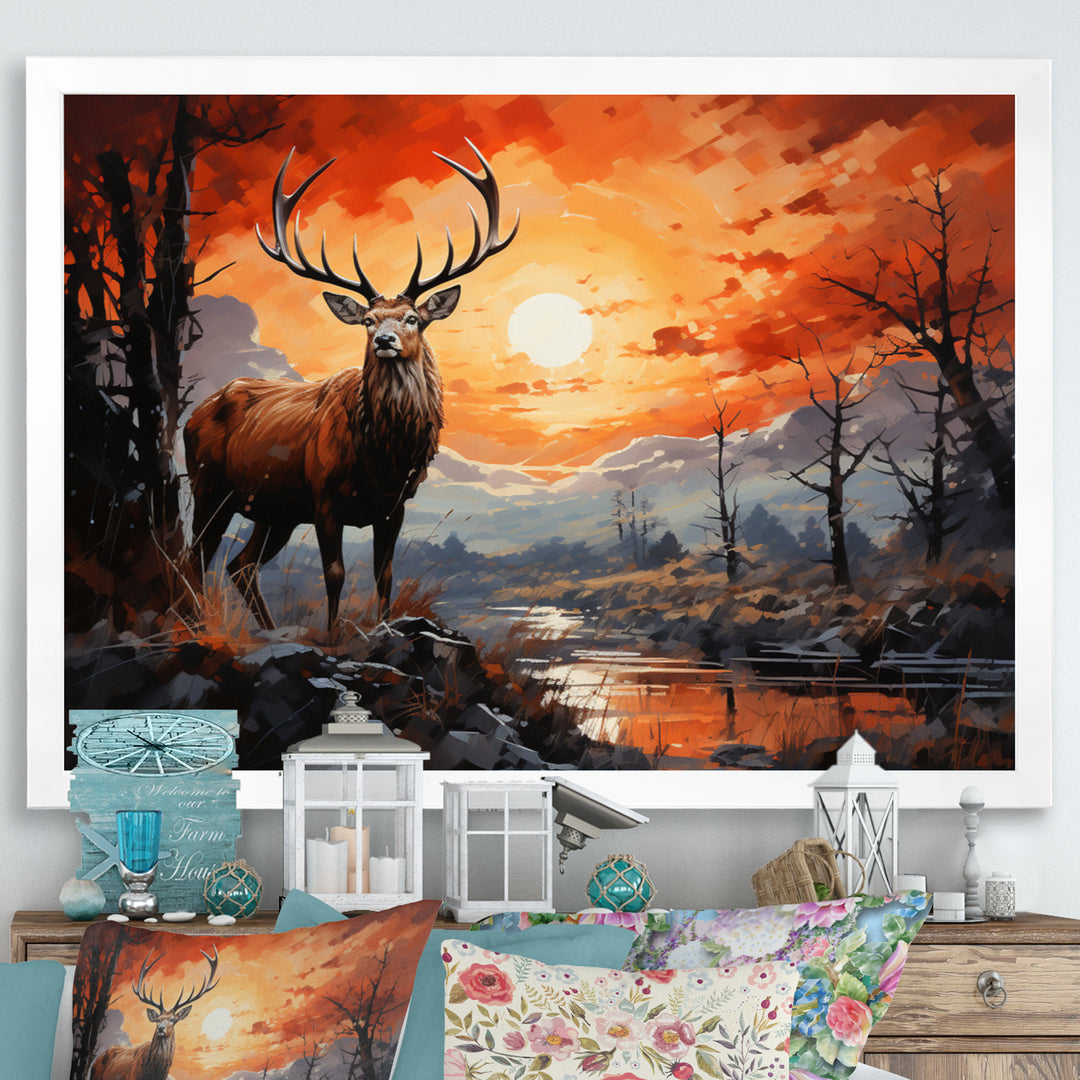 Deer Bold Silhouette - Brown Deer Wall Art