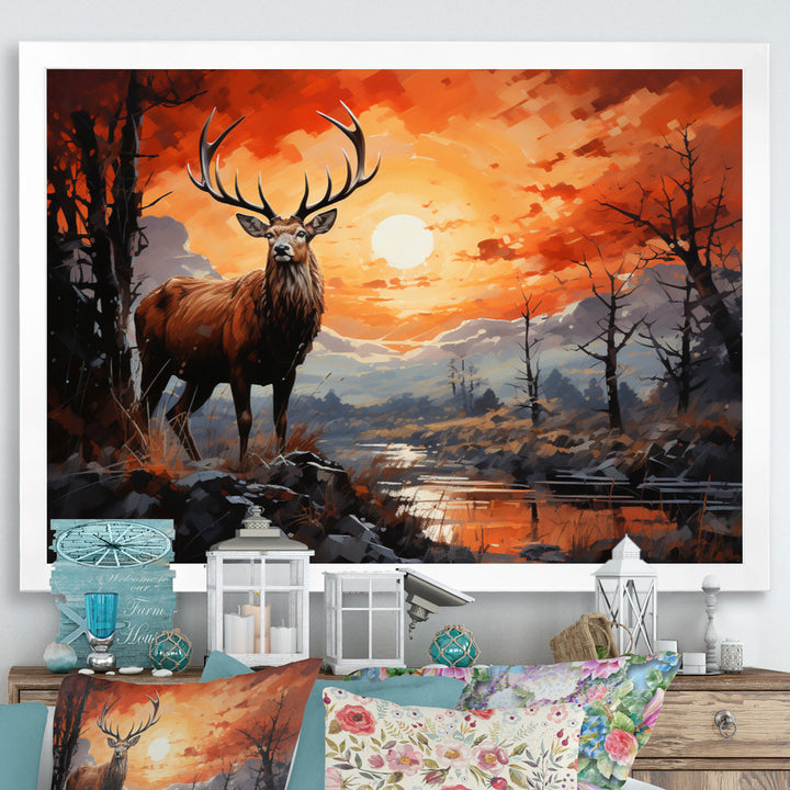 Deer Bold Silhouette - Brown Deer Wall Art