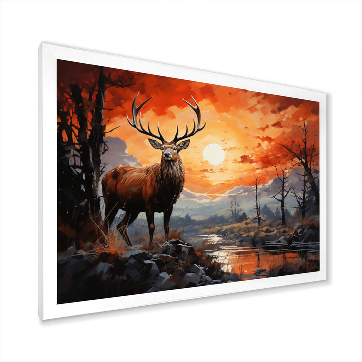 Deer Bold Silhouette - Brown Deer Wall Art