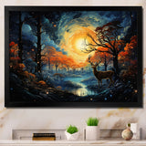 Deer Celestial Symphony - Deer Framed Canvas Art
