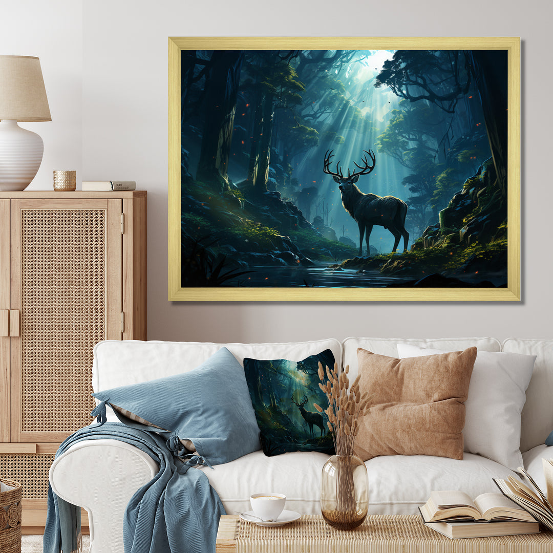 Deer Dancing Shadows - Deer Large Canvas Wall Art