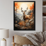 Deers Brown Landscape - Deer Living Room Wall Art