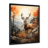 Deers Brown Landscape - Deer Living Room Wall Art