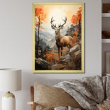 Deers Brown Landscape - Deer Living Room Wall Art