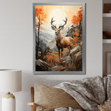 Deers Brown Landscape - Deer Living Room Wall Art