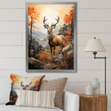 Deers Brown Landscape - Deer Living Room Wall Art