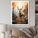 Deers Brown Landscape - Deer Living Room Wall Art