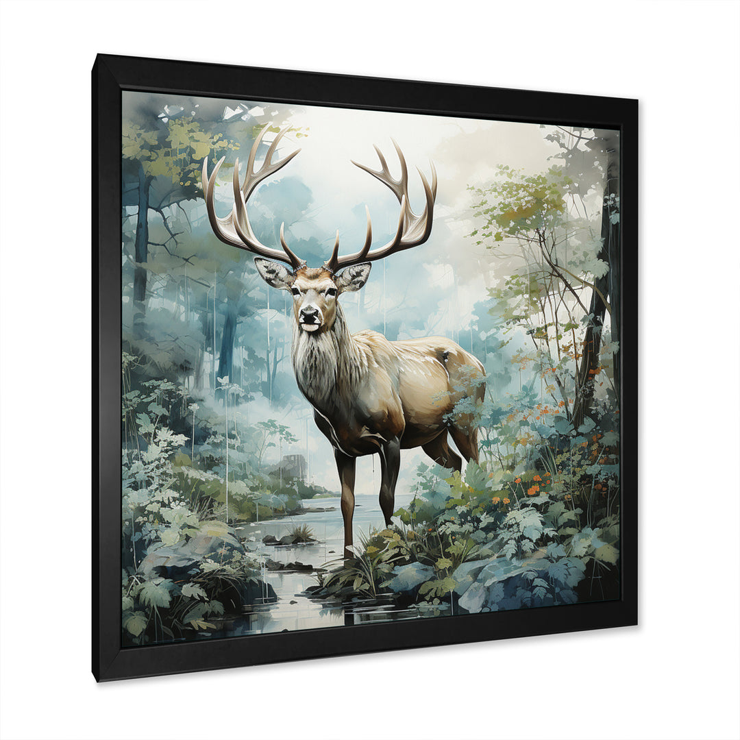 Deer Harmonious Encounter - Deer Large Canvas Wall Art