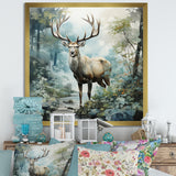 Deer Harmonious Encounter - Deer Large Canvas Wall Art