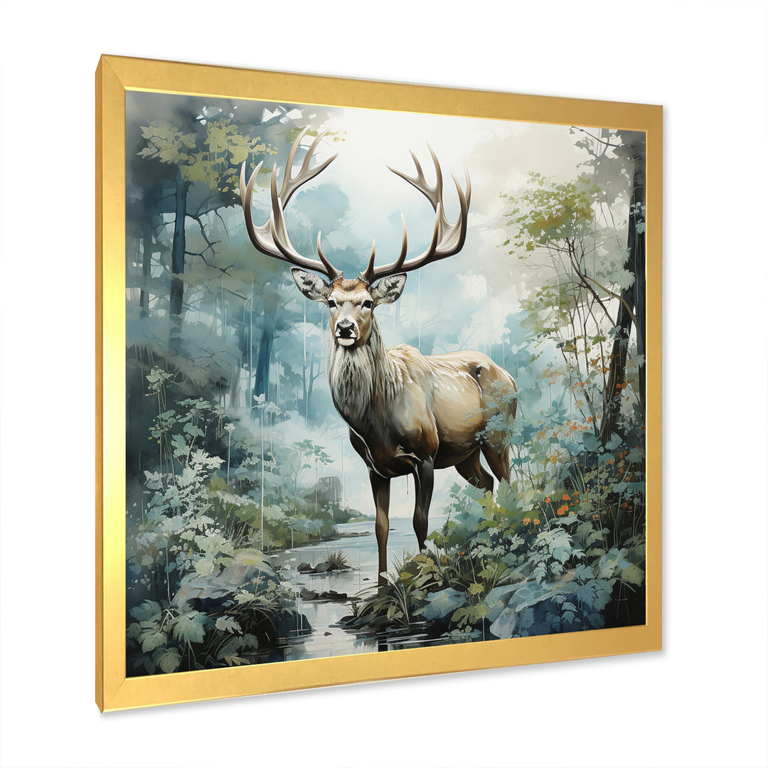 Deer Harmonious Encounter - Deer Large Canvas Wall Art