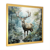 Deer Harmonious Encounter - Deer Large Canvas Wall Art
