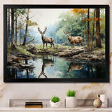 Deer Majestic Reflections - Animals Canvas Wall Art