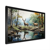 Deer Majestic Reflections - Animals Canvas Wall Art