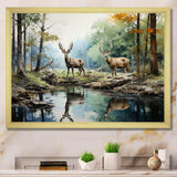 Deer Majestic Reflections - Animals Canvas Wall Art