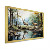 Deer Majestic Reflections - Animals Canvas Wall Art