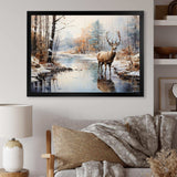 Deer Winter Serenade - Animals Canvas Wall Art