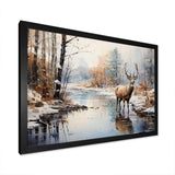 Deer Winter Serenade - Animals Canvas Wall Art